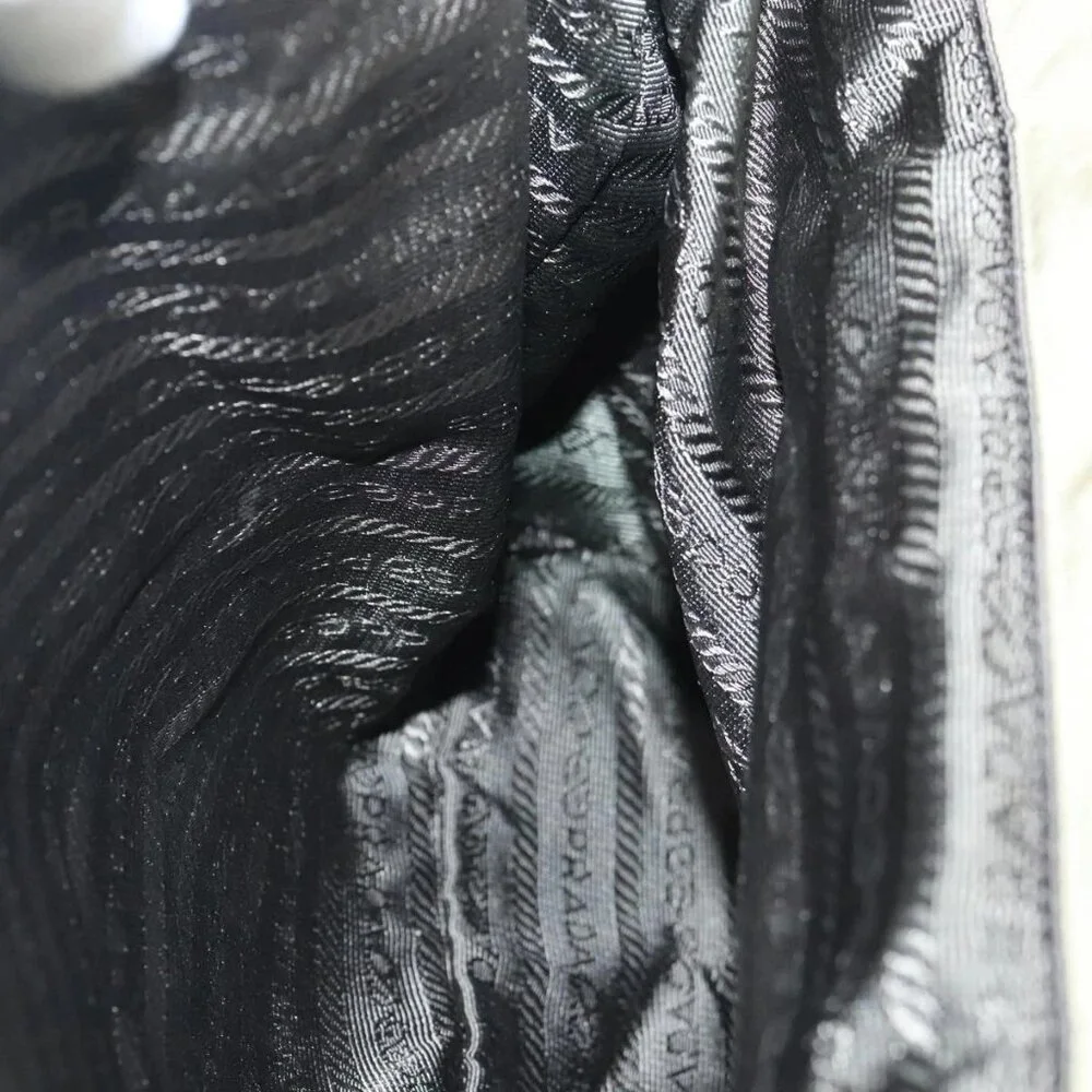 PRADA Tote Bag Nylon Plastic Beige Silver Auth 99542 - Picture 12 of 16